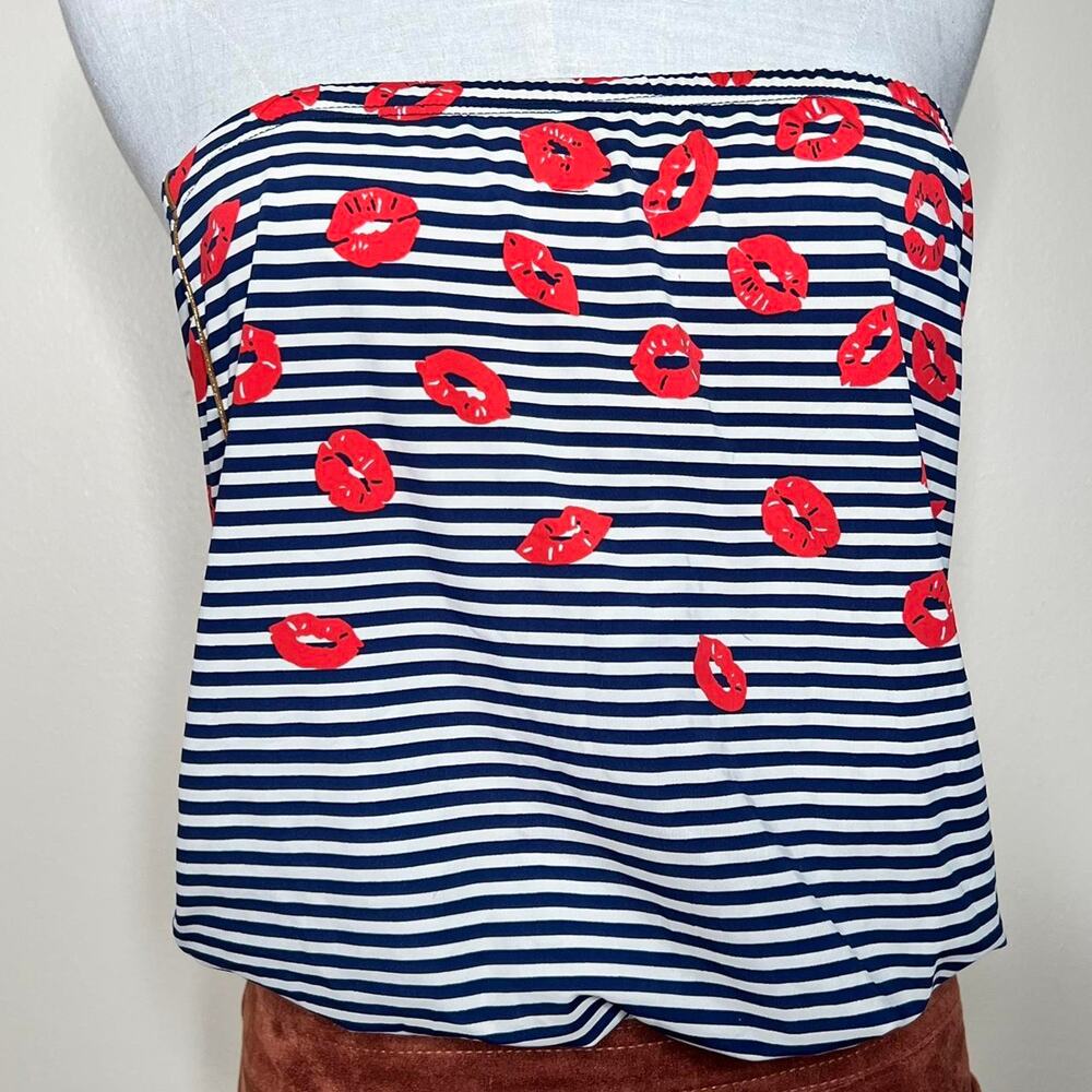 Marc jacobs blue and red lips swimwear tube top